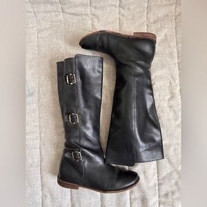 FRYE 77066 Paige Tall Buckle Leather Riding Brown Knee High Boots Womens 6 B